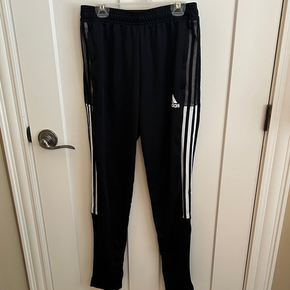 Adidas Kids Black Joggers with White Stripes - Picture 1 of 10